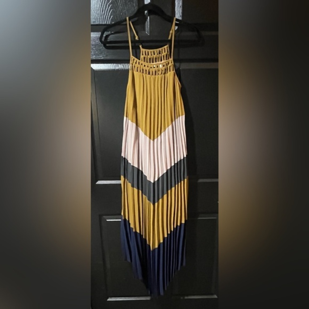 Ya Los Angeles Silk Blend Color Block Maxi Dress